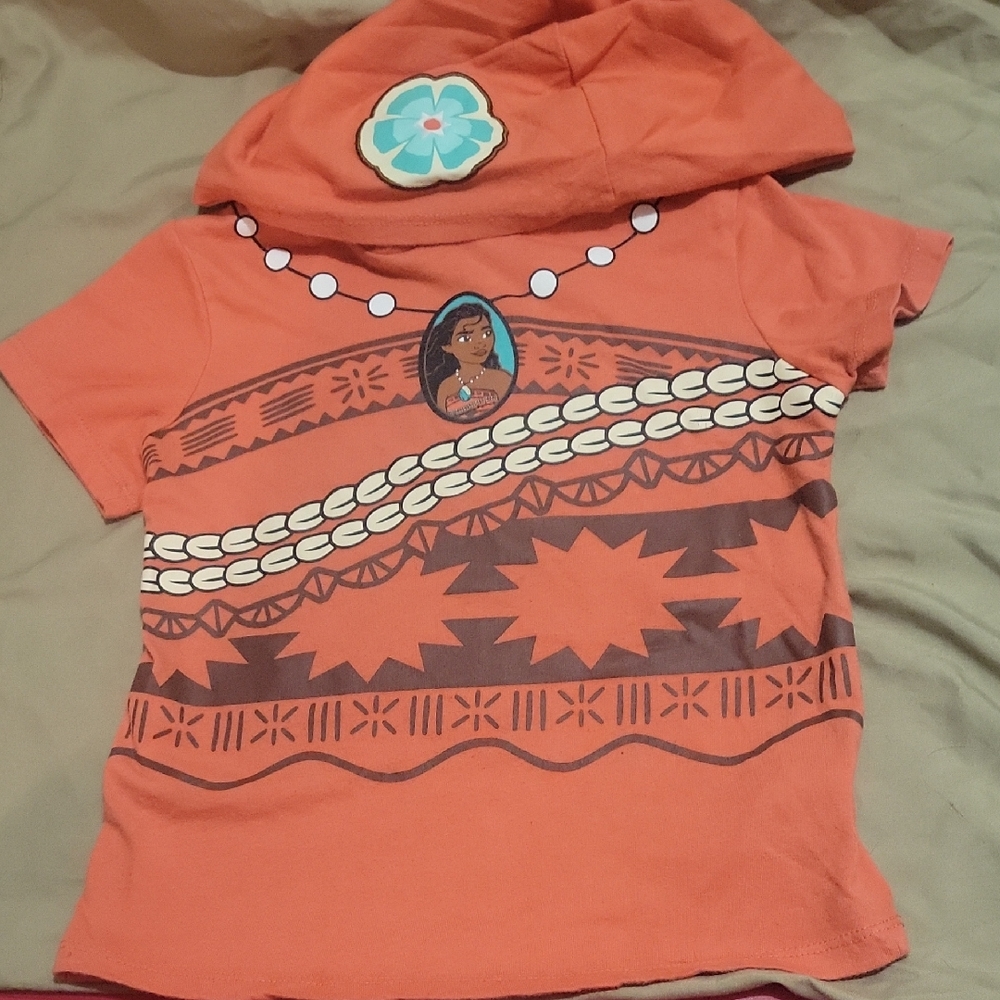 Disney Moana Girls Short Sleeve Shirt With Hood 4
